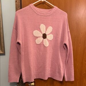 Pink Daisy Knit Sweater